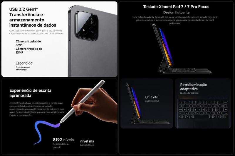 Tablet Xiaomi Pad 7 256GB 8GB Cinza Snapdragon 7 Gen 3 Tela de 11
